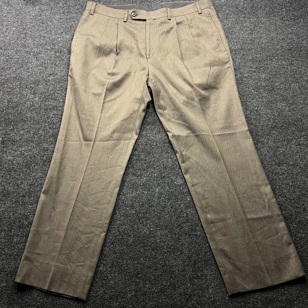 Lauren Ralph Lauren Mens Brown Pleated Dress Pants 36W x 30L Stretch Trousers